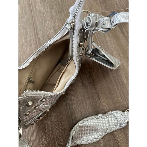 Shiny Y2K Retro Crossbody Bags Set Faux Leather Purse Silver color - Picture 7 of 8